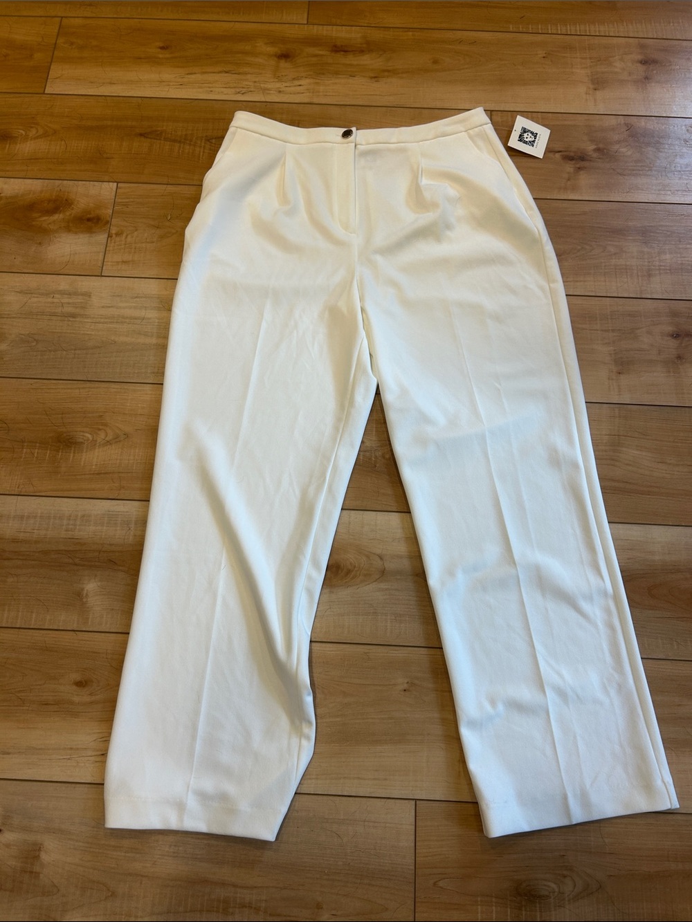 NWT Anne Klein Women's White Wide Leg Tailored High-Rise Trousers